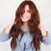 Load image into Gallery viewer, Long Red Brown Glueless Heat Resistant Wig
