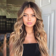 Load image into Gallery viewer, Mix Brown Long Wigs Natural Wave Wigs
