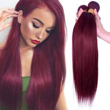 Load image into Gallery viewer, 100% Human Hair claret-red straight hair weft
