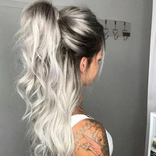 Load image into Gallery viewer, Grey With Black Root Color Body Wavy Full Lace Wig
