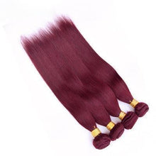 Load image into Gallery viewer, 100% Human Hair claret-red straight hair weft

