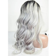 Load image into Gallery viewer, Grey With Black Root Color Body Wavy Full Lace Wig
